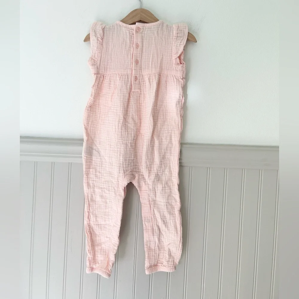 Carter's 24 Months Light Pink Cotton Gauze Flutter Sleeve Romper